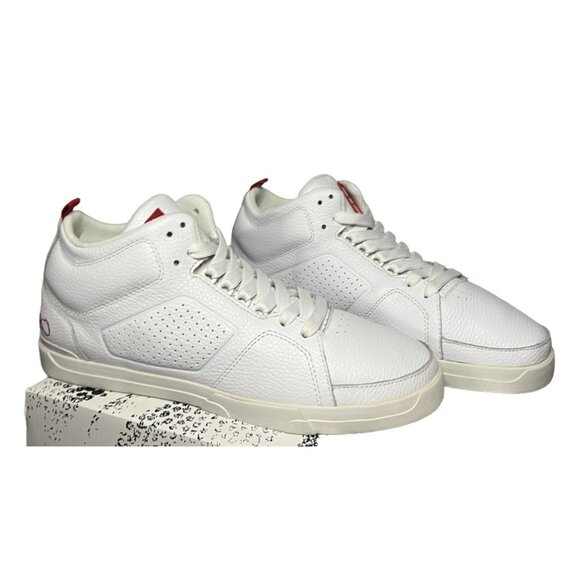 K1X Mens 93 Mid Top White Basketball Sneakers Size 11 Leather Red Detailing - Picture 6 of 9